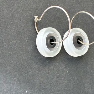Modern Frosted Hoop Earrings in Frosted White
